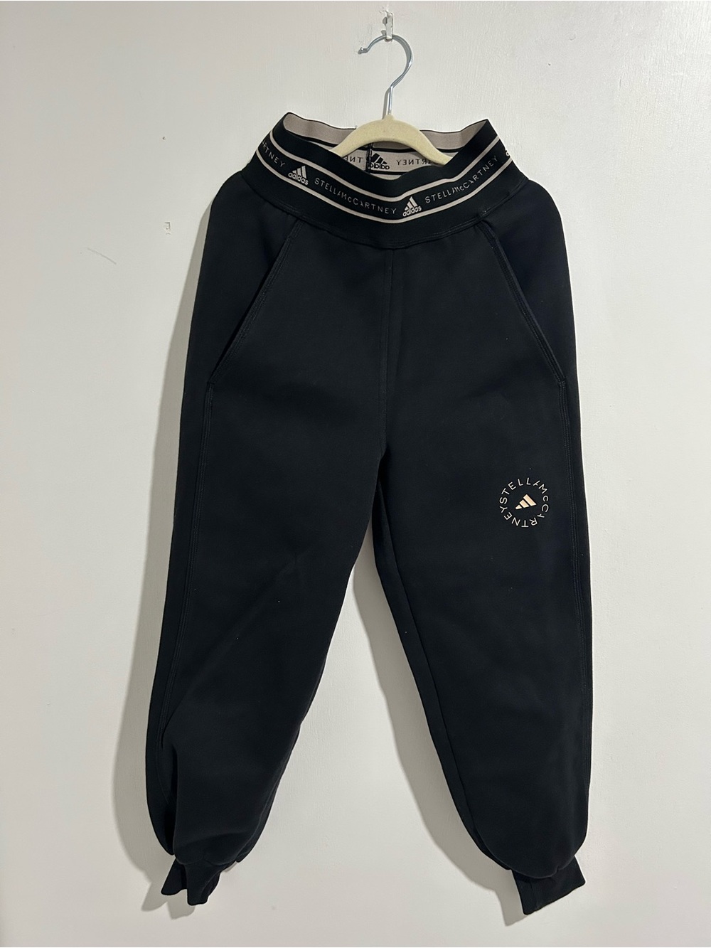 adidas by Stella McCartney High-Waisted Logo Sweatpants Joggers Black Size 2XST
